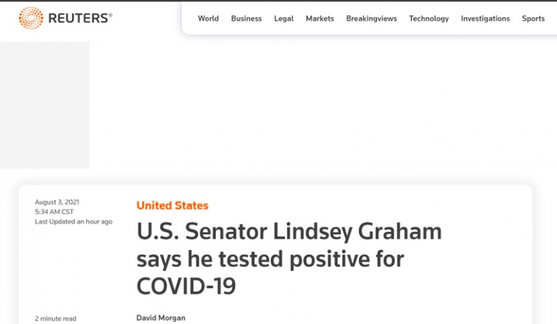 美反华参议员格雷厄姆新冠检测呈阳性曾接种新冠疫苗